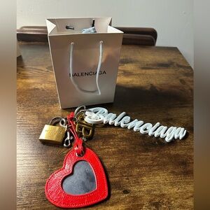 Balenciaga Red & White Keychain Bag Charm